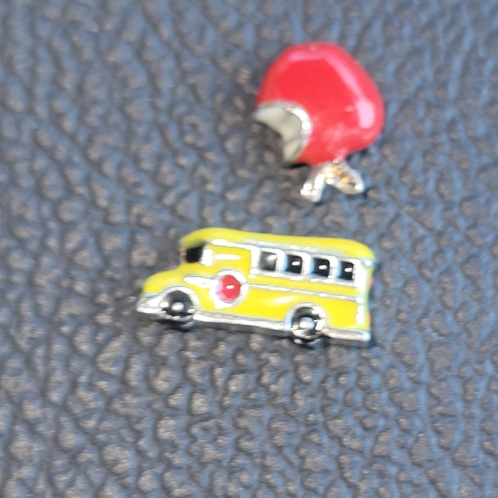 School bus & Apple Origami Owl charm set